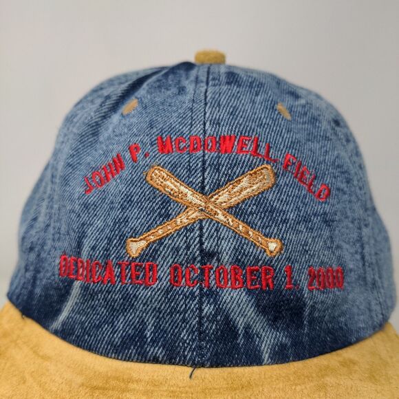Nissin Men's John P. McDowell Field Dedication Hat Blue Tan 2000 Y2K Vintage - Picture 4 of 10